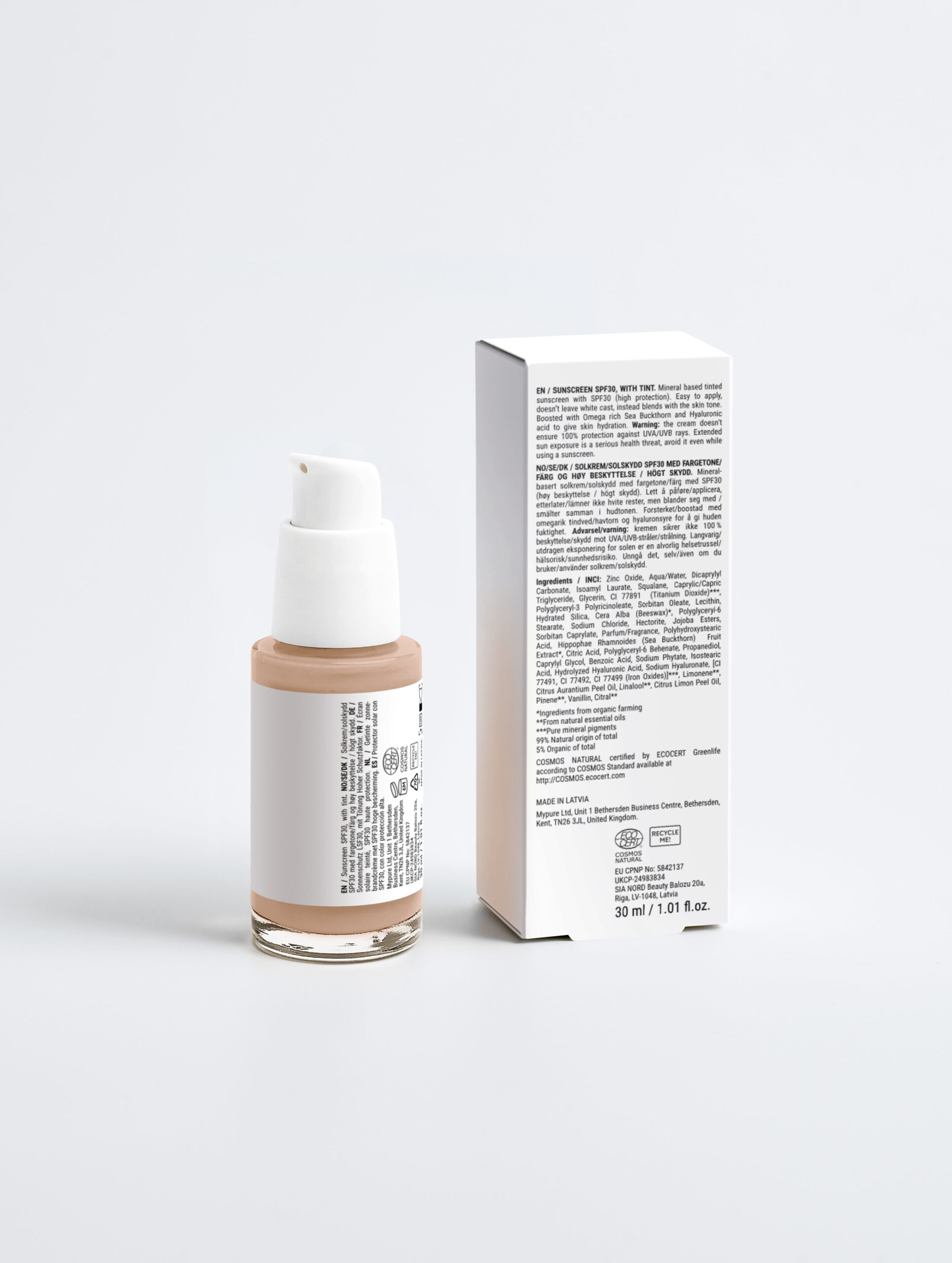 crème solaire teintée, spf30