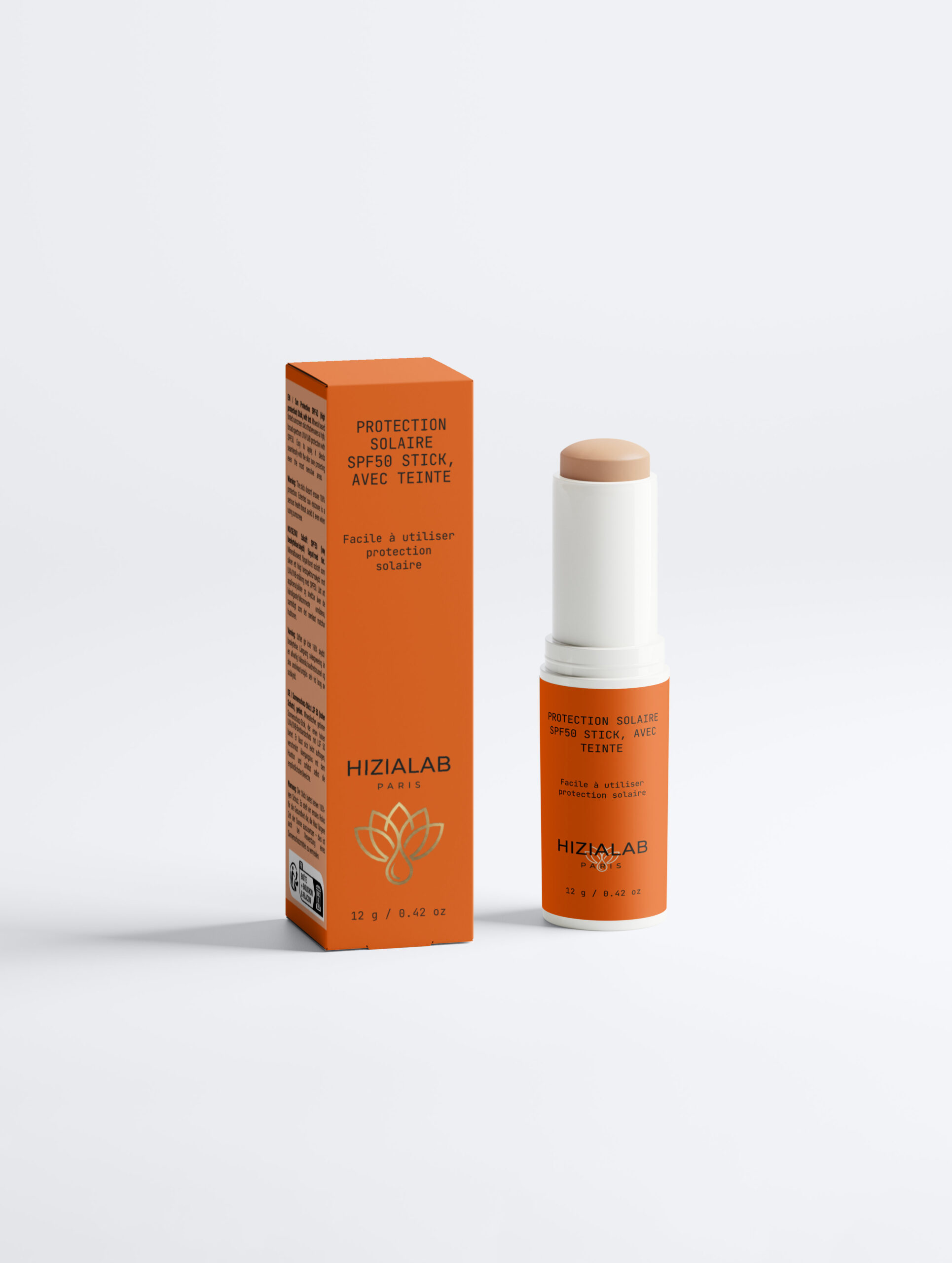 protection solaire spf50 stick, avec teinte